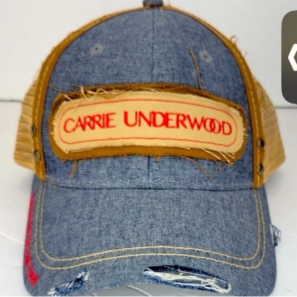 Carrie Underwood Accessories - Carrie Underwood The Storyteller Tour Denim and Tan Distressed Cap unisex